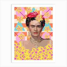 Frida Kahlo with flowers 1 Art Print