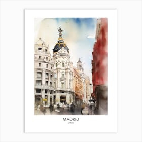 Madrid 1 Watercolour Travel Poster Art Print