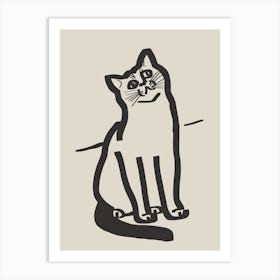 Line Art Cat Drawing 6 Art Print