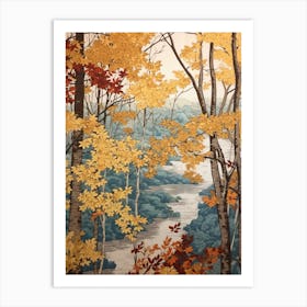 River Birch 5 Vintage Autumn Tree Print  Art Print