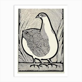 Partridge 2 Linocut Bird Art Print