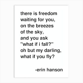 What If I Fall Hanson Quote In White Art Print