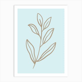 Leaf On A Blue Background Art Print