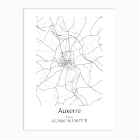 Auxerre,France Minimalist Map Art Print