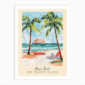 My Happy Place Miami Beach 3 Travel Poster Art Print