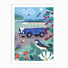 Housemartin And Blue Campervan Art Print