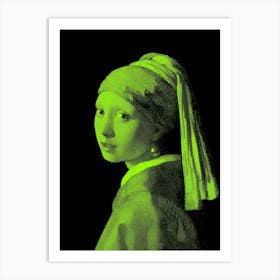 Girl with a Pearl Earring Green Art Print