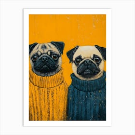 Pugs In Sweaters 1 Art Print