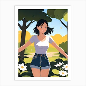 Girl In The Park Art Print