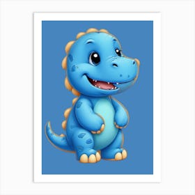 kids room blue dinosaur design Art Print