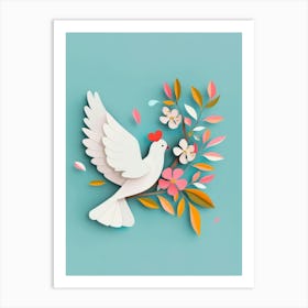 Dove With Flowers 4 Art Print