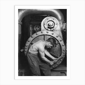 Powerhouse Mechanic, Black and White Vintage Photo Art Print