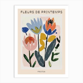Spring Floral French Poster  Protea 1 Art Print