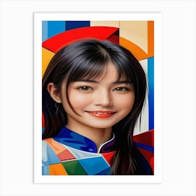 Mujer Oriental Con Entorno De Colores Art Print