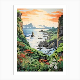 Aogashima Island In Tokyo, Ukiyo E Drawing 2 Art Print