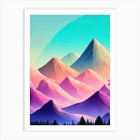 Pastel Abstract Mountain Landscape Art Print