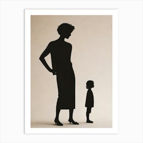 Silhouette Of Mother And Child Art Print