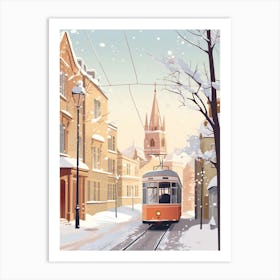 Vintage Winter Travel Illustration Bath United Kingdom 1 Art Print