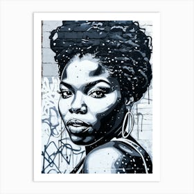 Graffiti Mural Of Beautiful Black Woman 71 Art Print