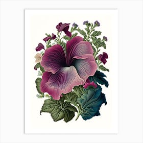 Petunia 2 Floral Botanical Vintage Poster Flower Art Print