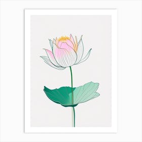 Water Lily Floral Minimal Line Drawing 3 Flower Art Print