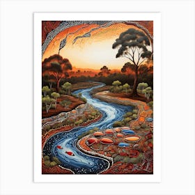 Default Australian Aboriginal Dot Painting Style Art Landscape 0 (5) Art Print