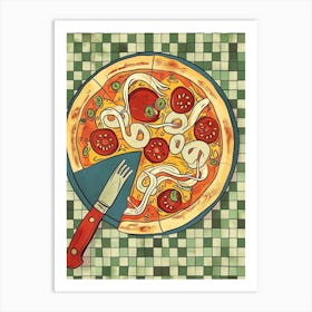 Gourmet Pizza On A Tiled Background 4 Art Print