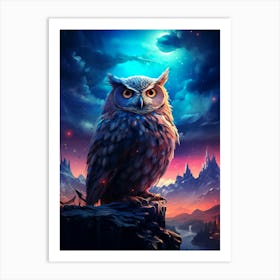 Owl In The Night Sky Art Print
