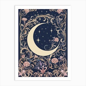 Moon And Flowers 1 Art Print