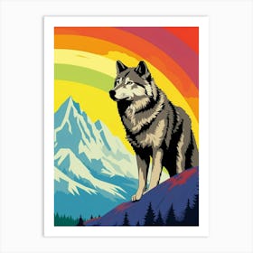 Tundra Wolf Retro Film Colourful 1 Art Print
