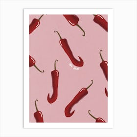 Pink Chillies Art Print