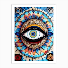 Mandala With An Eye, Symbol, Third Eye Rothko Neutral Art Print