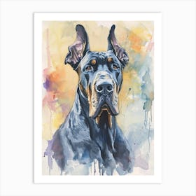 Great Dane Watercolor Painting 3 Art Print