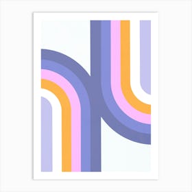 Minimal Abstract Geometric Double Rainbow Very Pery Blue Pink Art Print