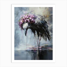 Crow With Roses Art Print