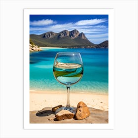 Wine Glass On The Beach Art Print