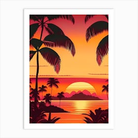 Hawaii Retro Sunset 3 Art Print