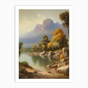 Forest Lake,Vintage Oil Painting,Farm Wall Decorations,Vintage Landscape,Vintage Landscape Oil Painting.35 Art Print