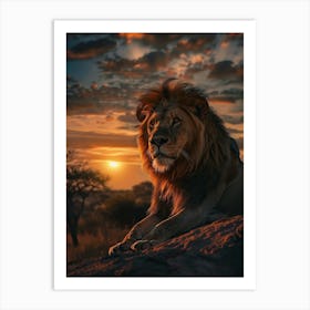 Lion At Sunset Art Print