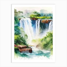 Iguazu Falls Of The South, Argentina Water Colour  (2) Art Print