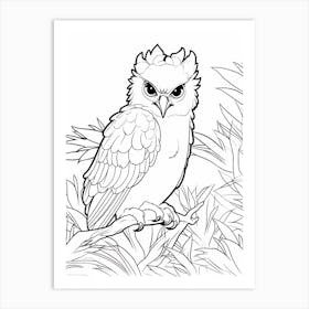 Line Art Jungle Animal Harpy Eagle 2 Art Print