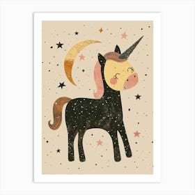 Unicorn & Stars Muted Pastels 5 Art Print