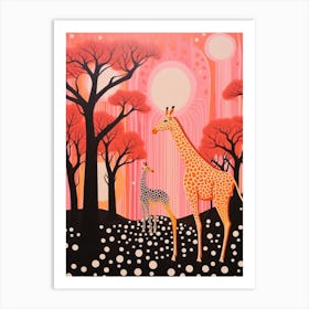 Giraffe Under The Trees 2 Art Print