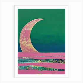 Moon And Waves Art Print