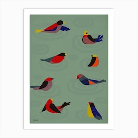 Minimal Kubistik Birds Art Print