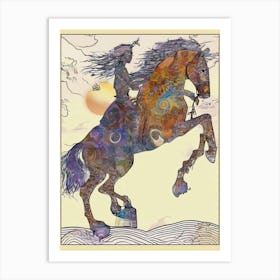 Woman Riding A Horse 1 Art Print