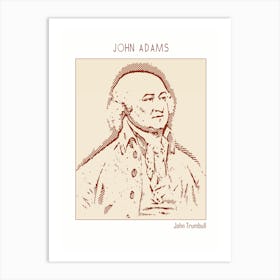 Line Art Minimalist – John Adams – John Trumbull – Classic Painting 1 Art Print