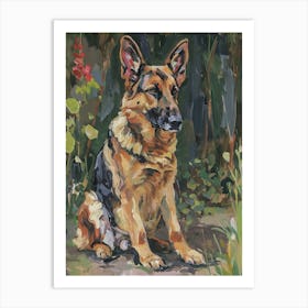 German Shepherd Acrylic Painting 1 Art Print