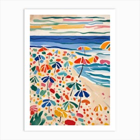 Umbrellas On The Beach Colorful Matisse Art Print