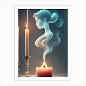 Woman With Candles Art Print